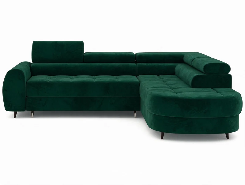 Canapé d'angle convertible design ALESIA avec coffre de rangement