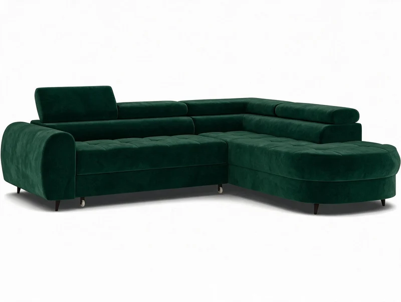 Canapé d'angle convertible design ALESIA avec coffre de rangement