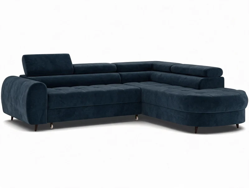 Canapé d'angle convertible design ALESIA avec coffre de rangement