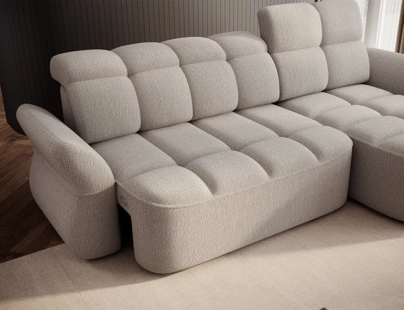 Canapé d'angle convertible électrique design DROUOT avec coffre de rangement