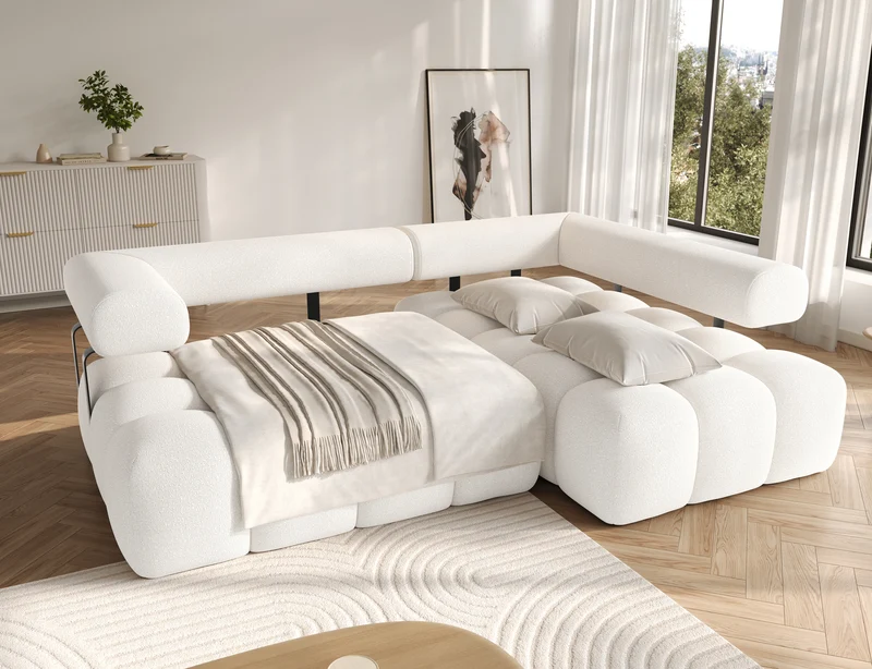 Canapé d'angle convertible design DUROC avec extension électrique