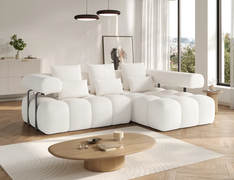 Canapé d'angle convertible design DUROC avec extension électrique