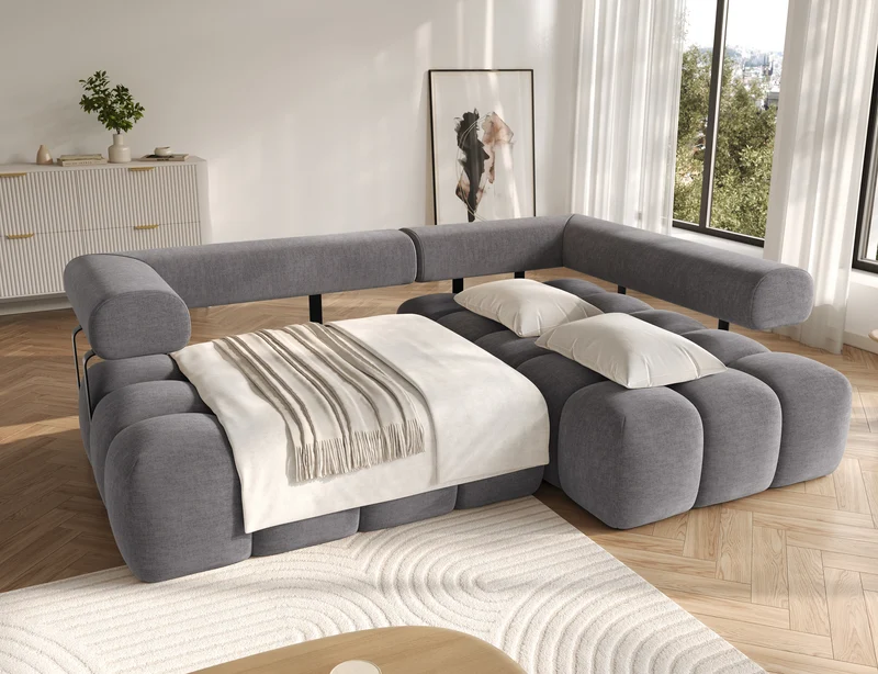 Canapé d'angle convertible design DUROC avec extension électrique