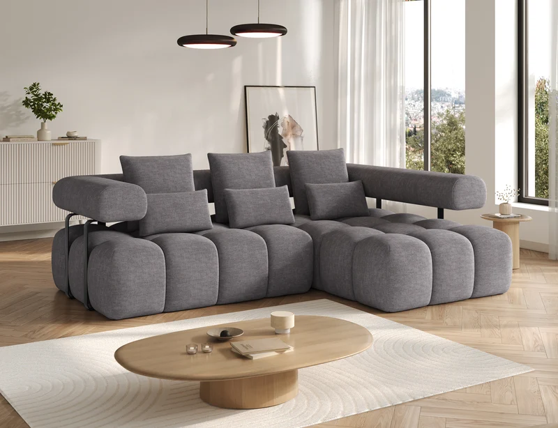 Canapé d'angle convertible design DUROC avec extension électrique