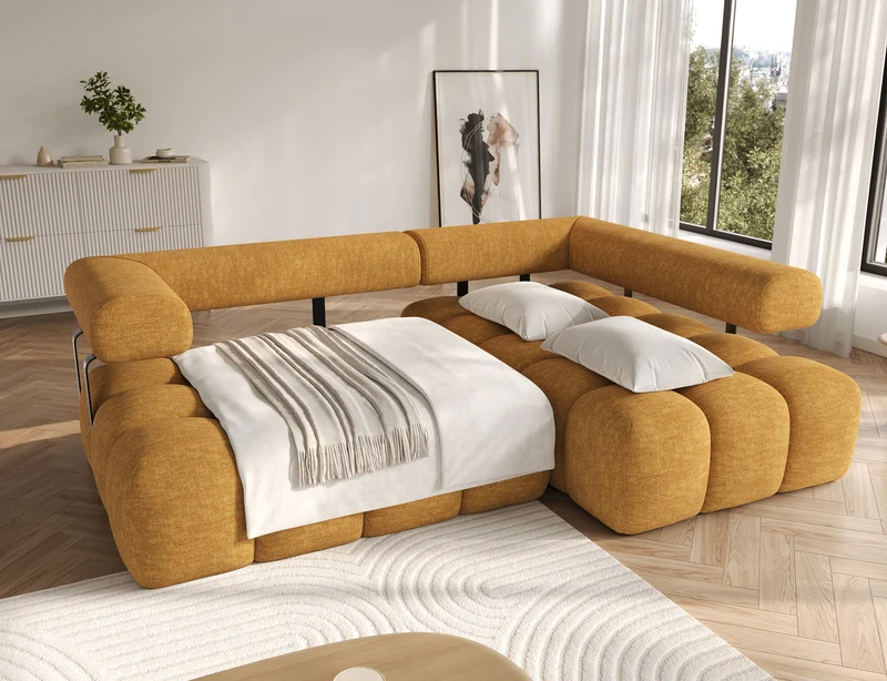 Canapé d'angle convertible design DUROC avec extension électrique