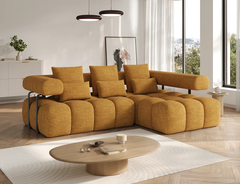 Canapé d'angle convertible design DUROC avec extension électrique