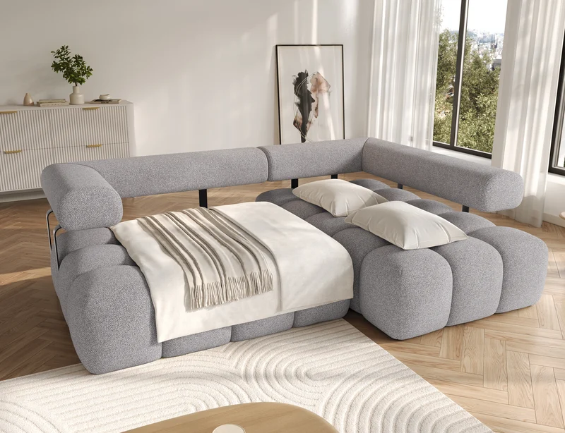 Canapé d'angle convertible design DUROC avec extension électrique