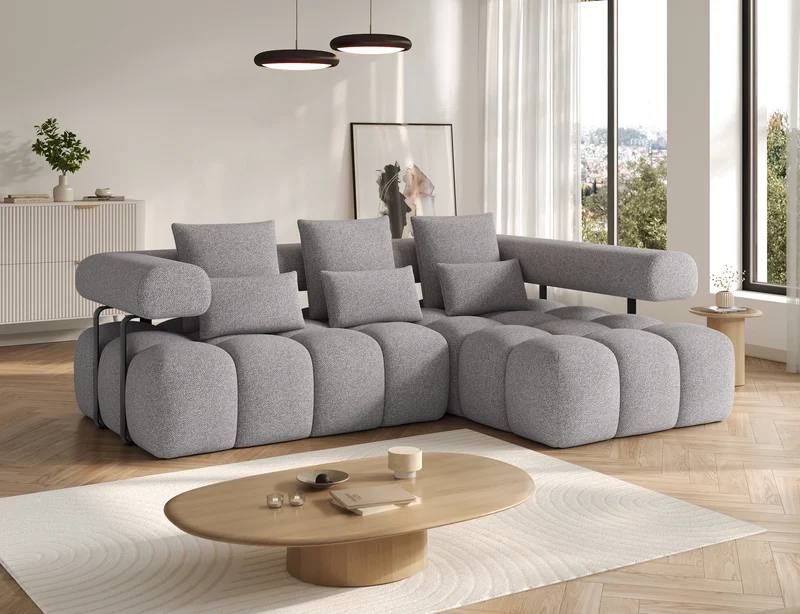 Canapé d'angle convertible design DUROC avec extension électrique