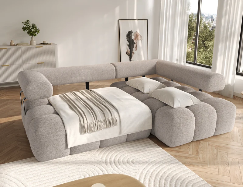 Canapé d'angle convertible design DUROC avec extension électrique