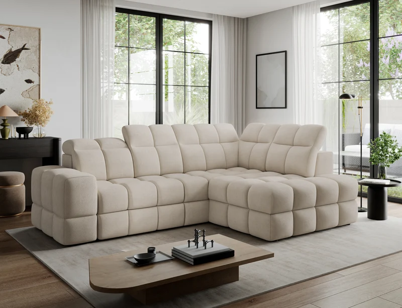 Canapé d'angle convertible design VANEAU avec coffre de rangement