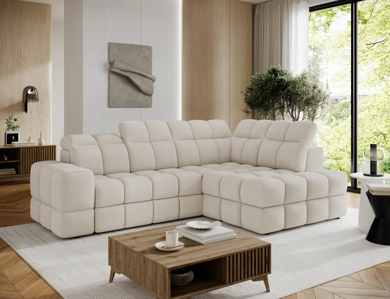 Canapé d'angle convertible design VANEAU avec coffre de rangement