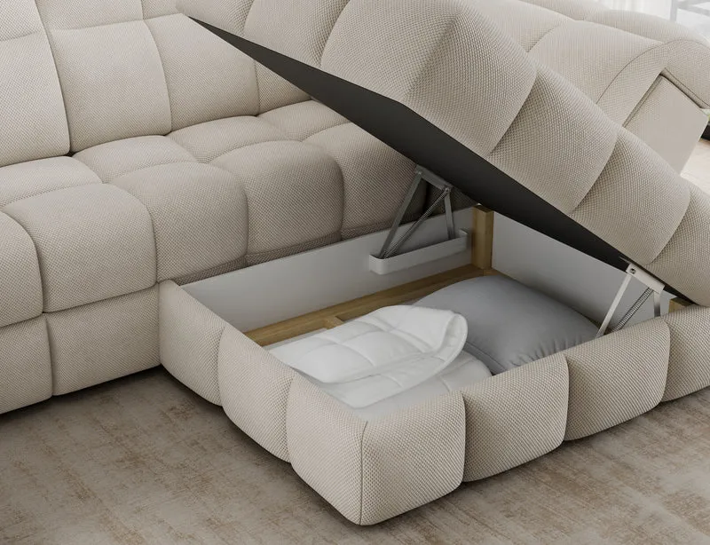 Canapé d'angle convertible design VANEAU avec coffre de rangement