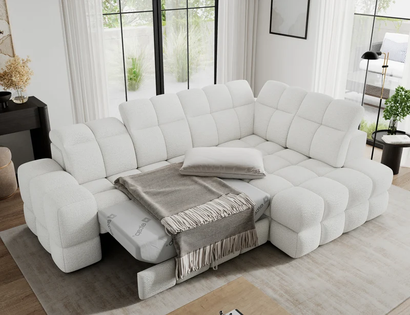 Canapé d'angle convertible design VANEAU avec coffre de rangement