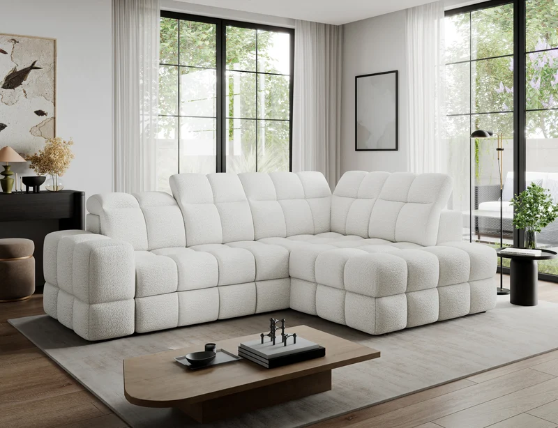 Canapé d'angle convertible design VANEAU avec coffre de rangement