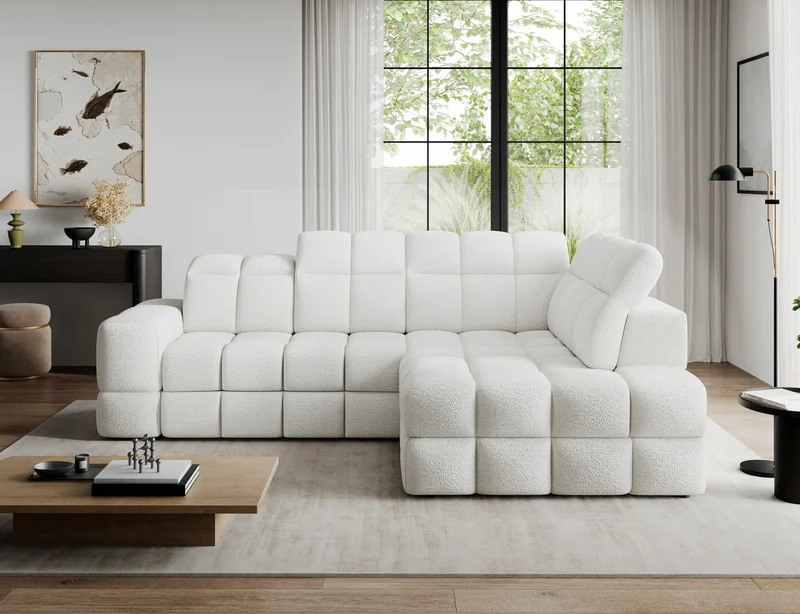 Canapé d'angle convertible design VANEAU avec coffre de rangement