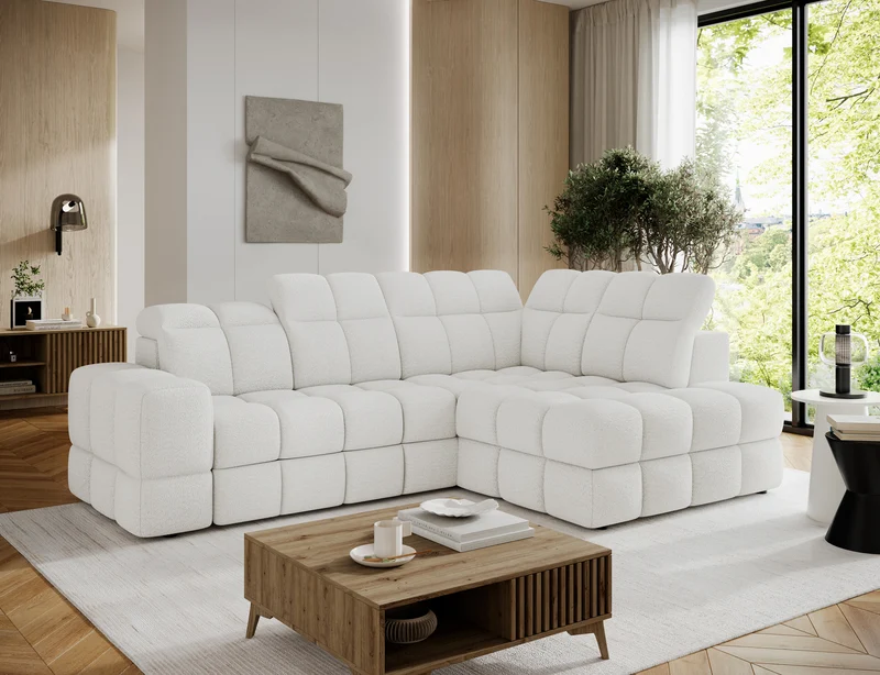 Canapé d'angle convertible design VANEAU avec coffre de rangement
