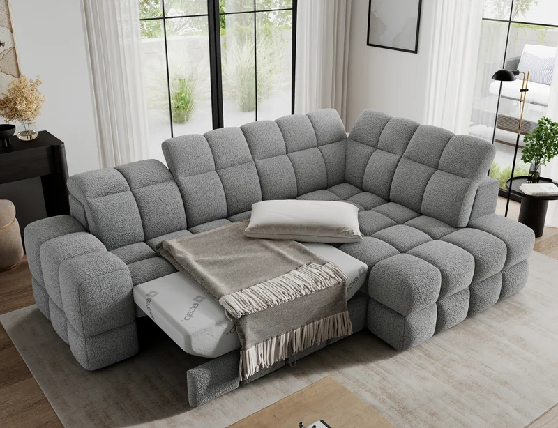 Canapé d'angle convertible design VANEAU avec coffre de rangement