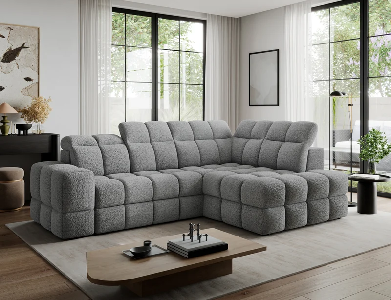 Canapé d'angle convertible design VANEAU avec coffre de rangement