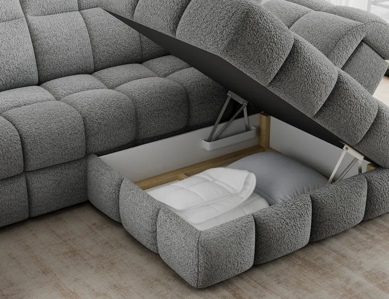 Canapé d'angle convertible design VANEAU avec coffre de rangement