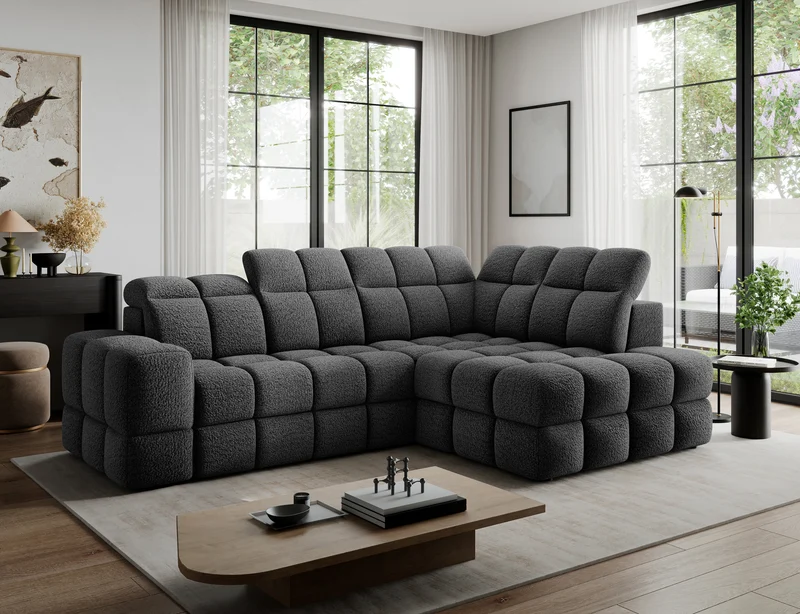 Canapé d'angle convertible design VANEAU avec coffre de rangement