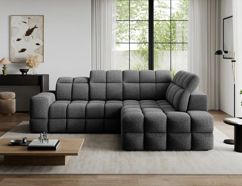 Canapé d'angle convertible design VANEAU avec coffre de rangement