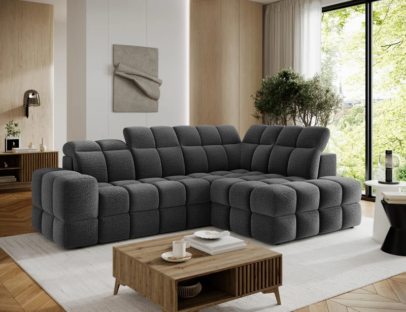 Canapé d'angle convertible design VANEAU avec coffre de rangement