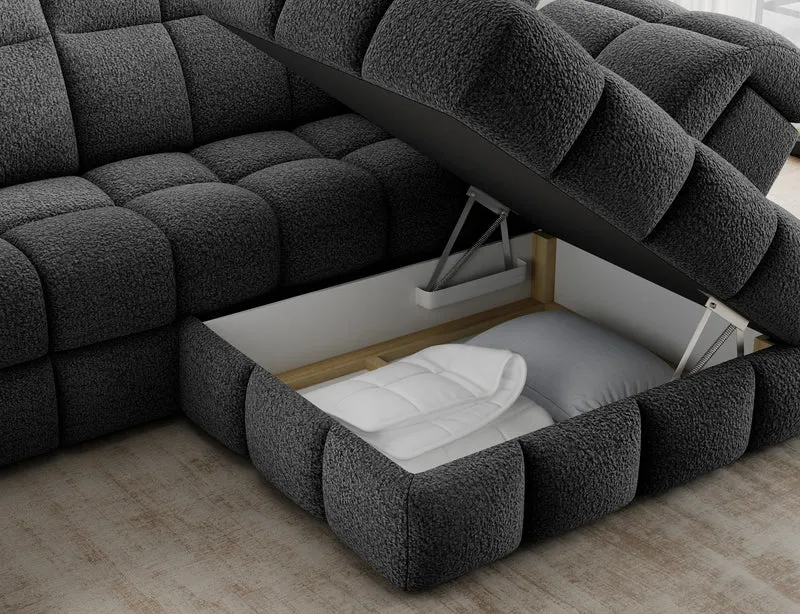 Canapé d'angle convertible design VANEAU avec coffre de rangement