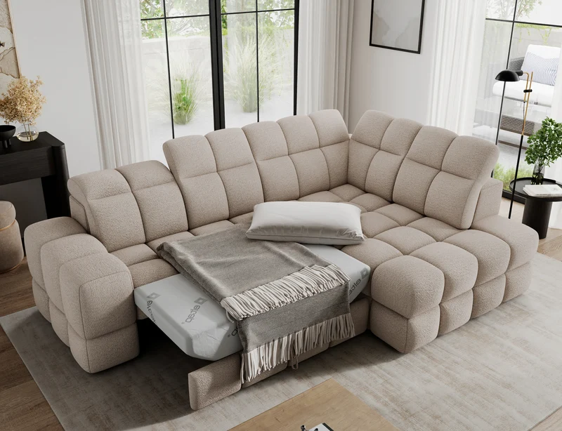 Canapé d'angle convertible design VANEAU avec coffre de rangement