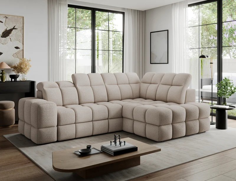 Canapé d'angle convertible design VANEAU avec coffre de rangement