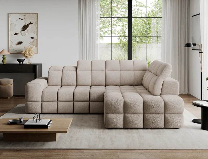 Canapé d'angle convertible design VANEAU avec coffre de rangement