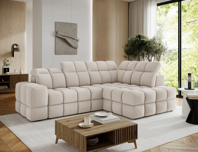 Canapé d'angle convertible design VANEAU avec coffre de rangement