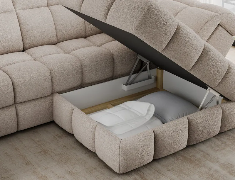 Canapé d'angle convertible design VANEAU avec coffre de rangement