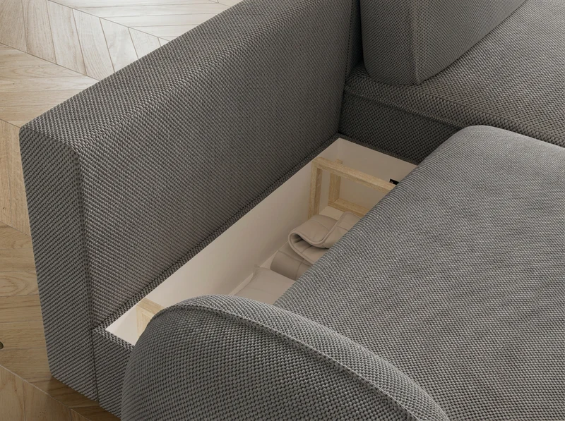 Canapé d'angle convertible design MIRABEAU avec coffre de rangement