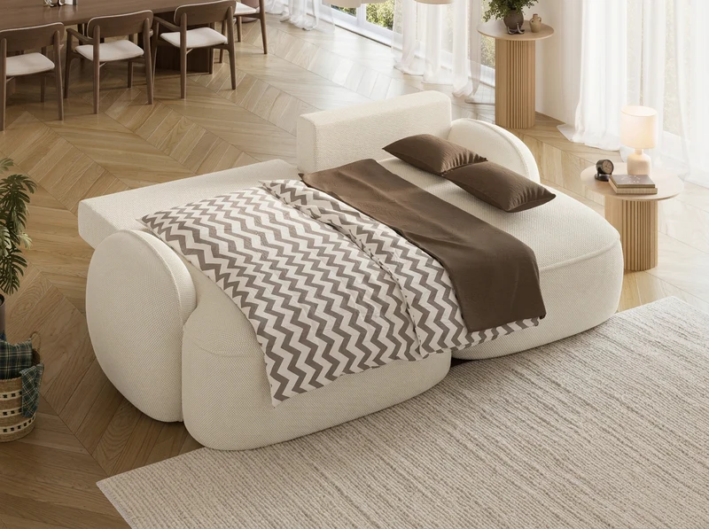 Canapé d'angle convertible design MIRABEAU avec coffre de rangement