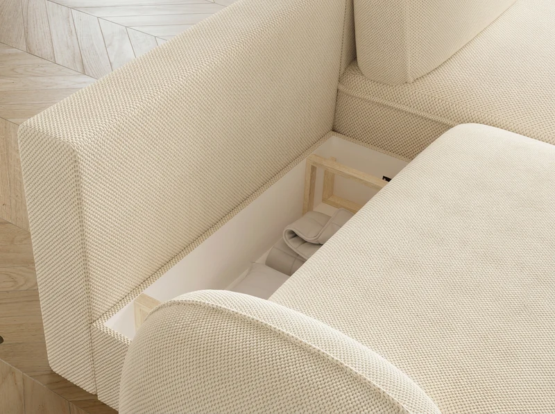 Canapé d'angle convertible design MIRABEAU avec coffre de rangement