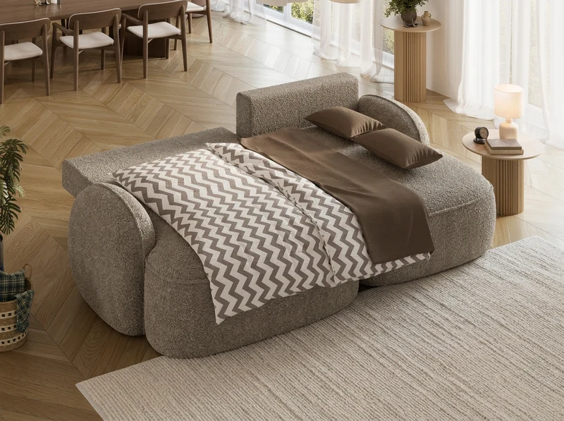 Canapé d'angle convertible design MIRABEAU avec coffre de rangement