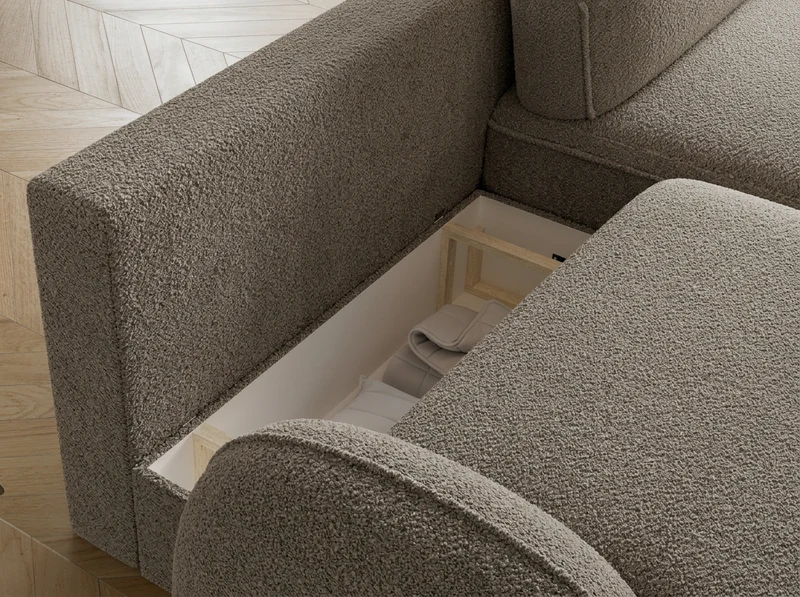 Canapé d'angle convertible design MIRABEAU avec coffre de rangement