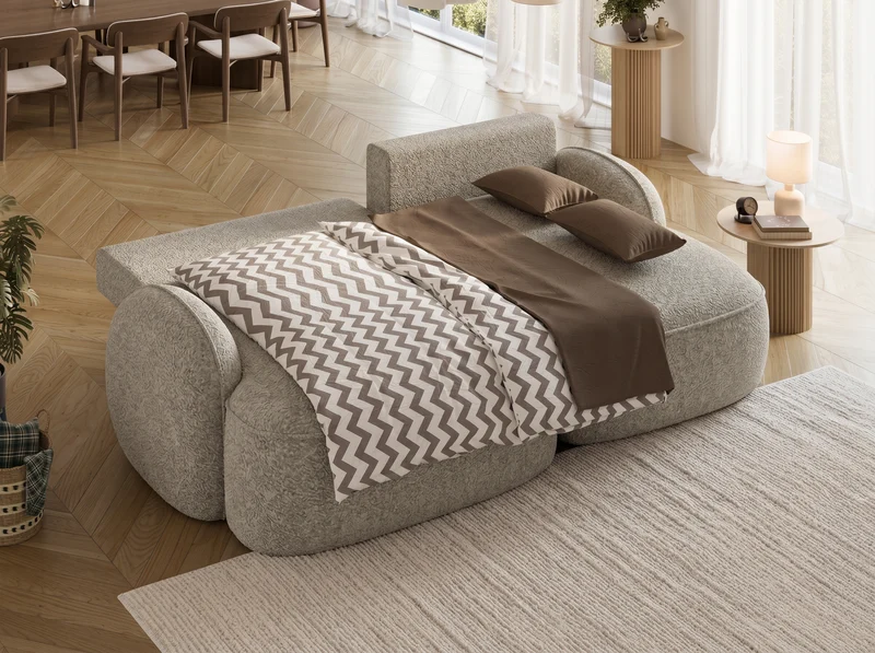Canapé d'angle convertible design MIRABEAU avec coffre de rangement