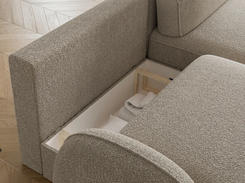 Canapé d'angle convertible design MIRABEAU avec coffre de rangement