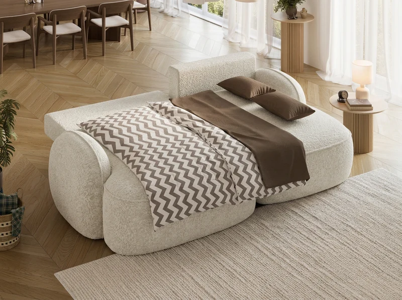 Canapé d'angle convertible design MIRABEAU avec coffre de rangement
