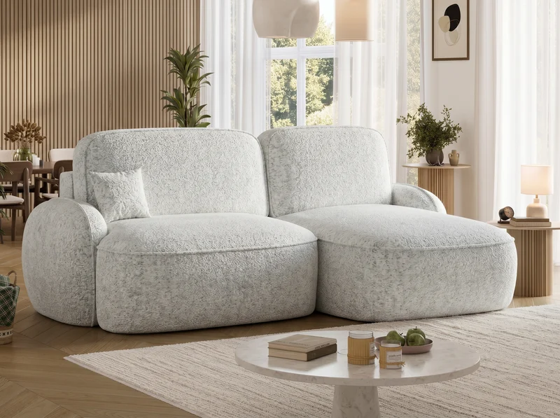 Canapé d'angle convertible design MIRABEAU avec coffre de rangement