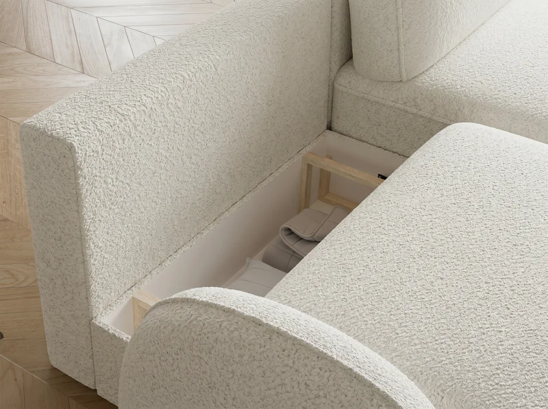 Canapé d'angle convertible design MIRABEAU avec coffre de rangement