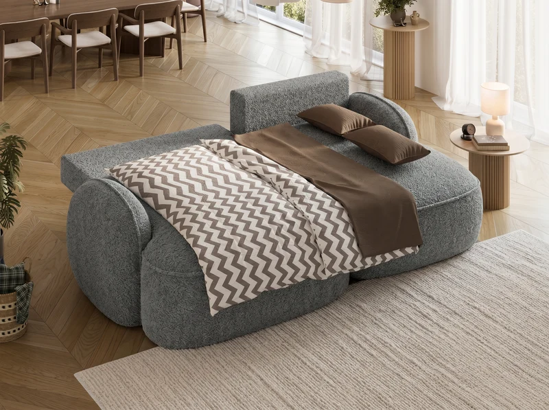 Canapé d'angle convertible design MIRABEAU avec coffre de rangement