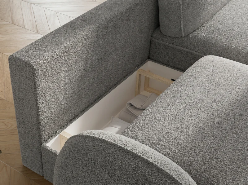 Canapé d'angle convertible design MIRABEAU avec coffre de rangement