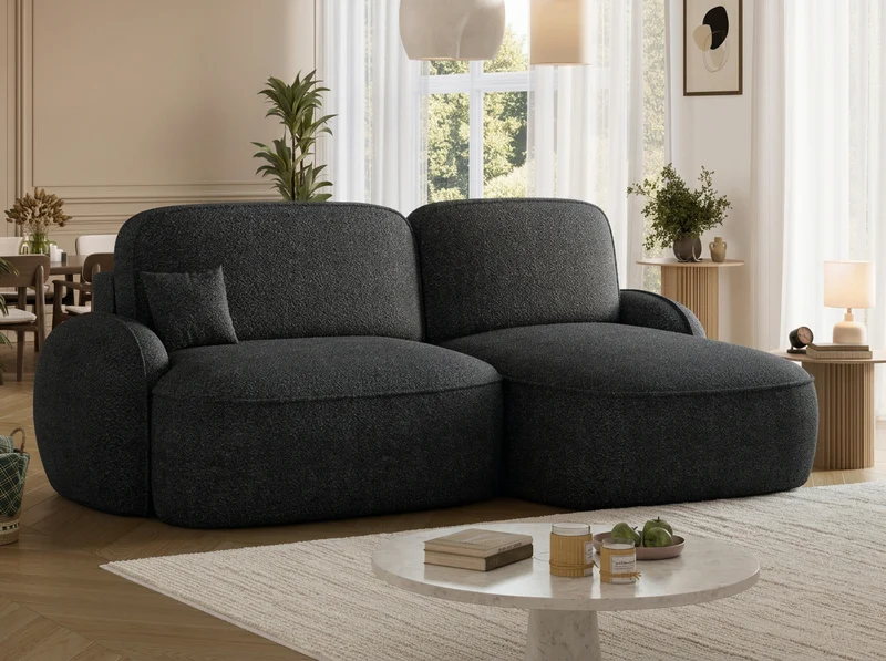 Canapé d'angle convertible design MIRABEAU avec coffre de rangement