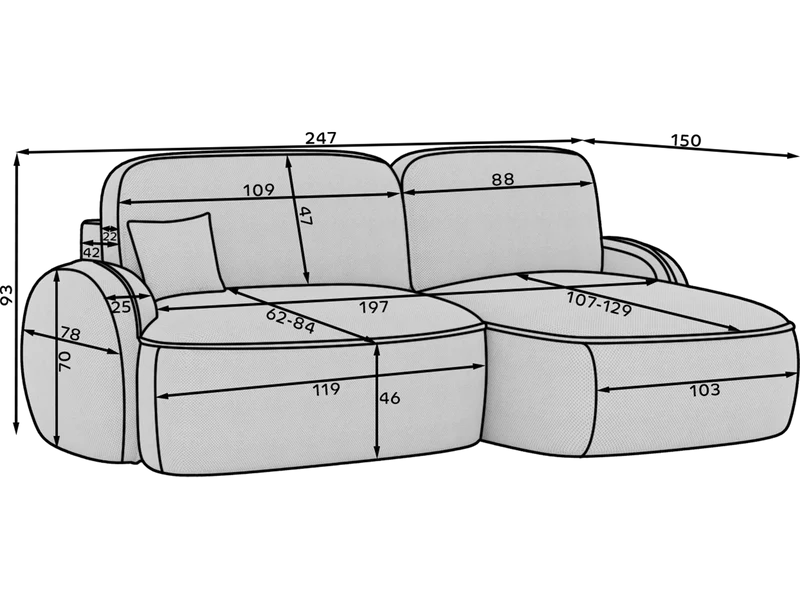 Canapé d'angle convertible design MIRABEAU avec coffre de rangement