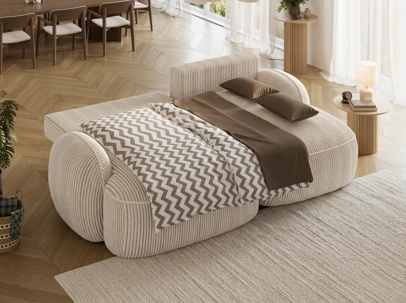 Canapé d'angle convertible design MIRABEAU avec coffre de rangement