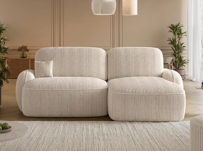 Canapé d'angle convertible design MIRABEAU avec coffre de rangement