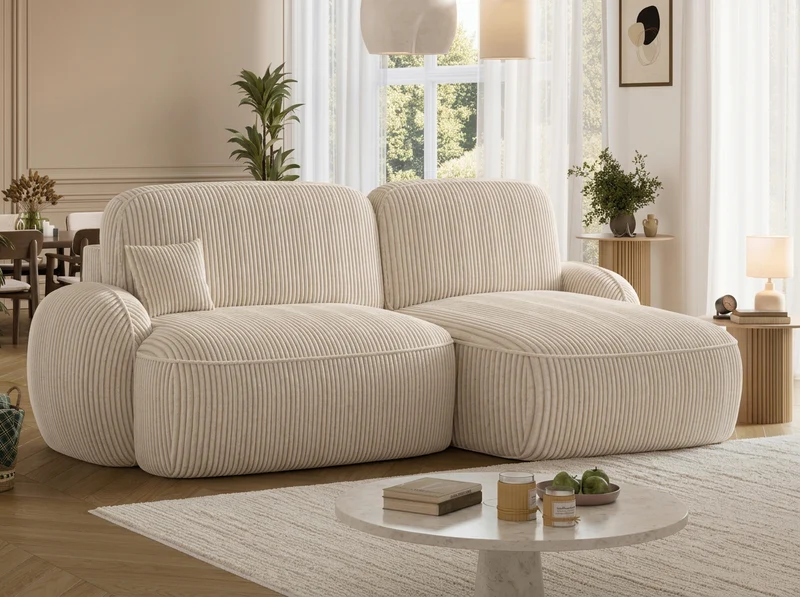 Canapé d'angle convertible design MIRABEAU avec coffre de rangement