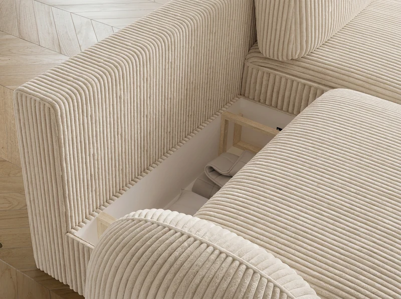 Canapé d'angle convertible design MIRABEAU avec coffre de rangement